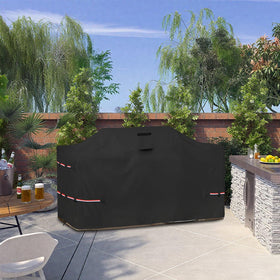 Bitubi island grill cover with drawstrings and buckles for wind protection.