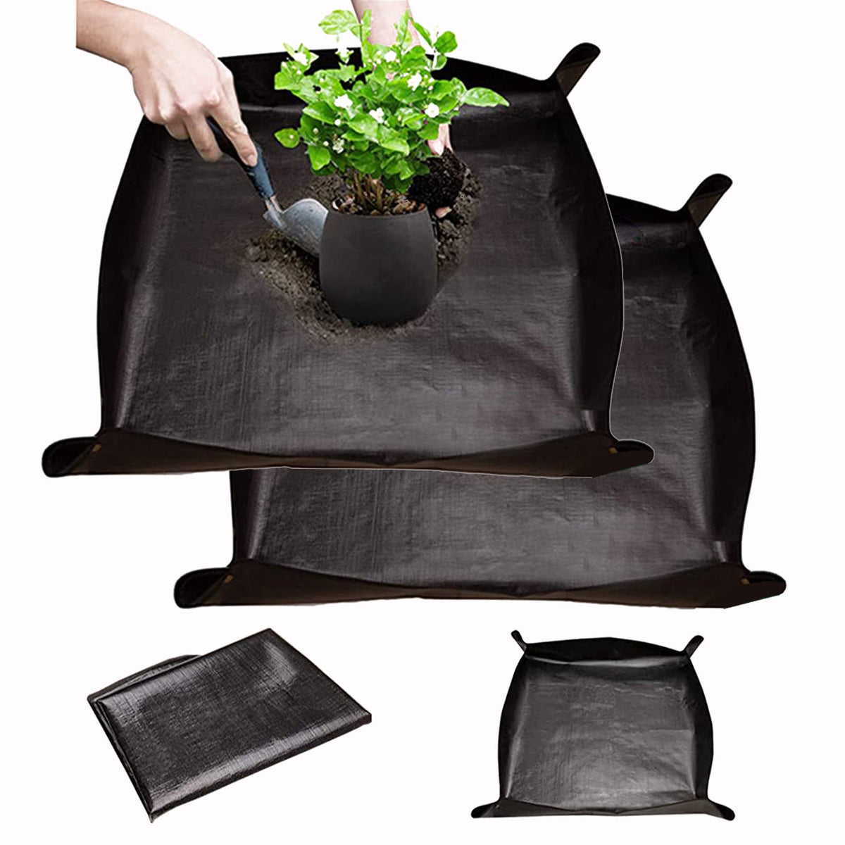 BIUWING repotting mat, square 39.4 by 39.4 inches, protects surfaces during transplanting.