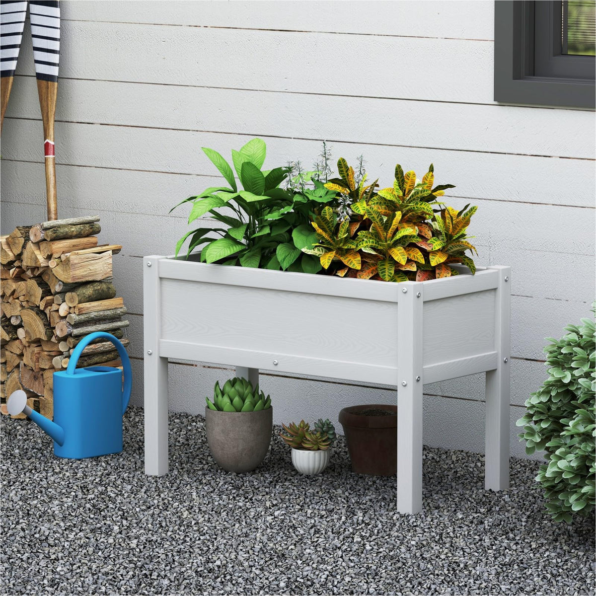 BIVODA 250-lb weight capacity raised garden bed in white