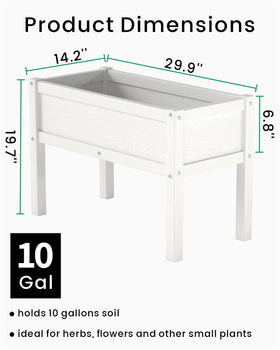 BIVODA elevated planter box in white designed for all-weather use