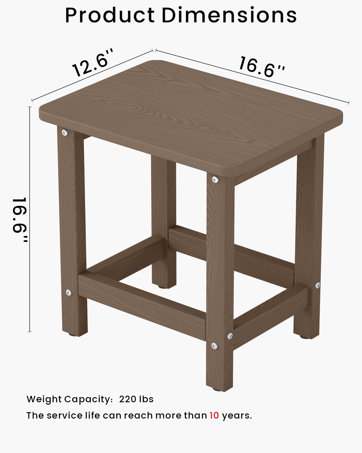 BIVODA outdoor side table showing adjustable feet improving stability on uneven ground.
