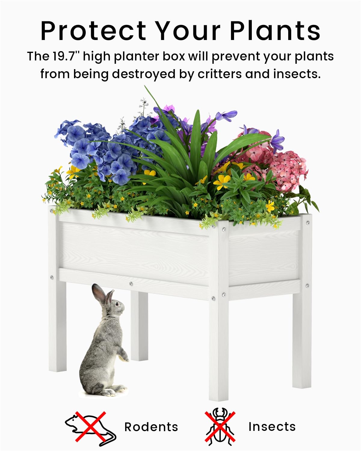 BIVODA planting space of 10 gallons in white elevated planter