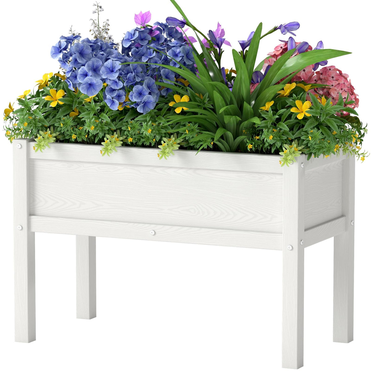 BIVODA small HDPE raised garden bed with legs in white for easy elevated planting