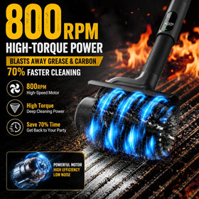 BIZEG cordless power scrubber shows 120-minute runtime for extended sessions.