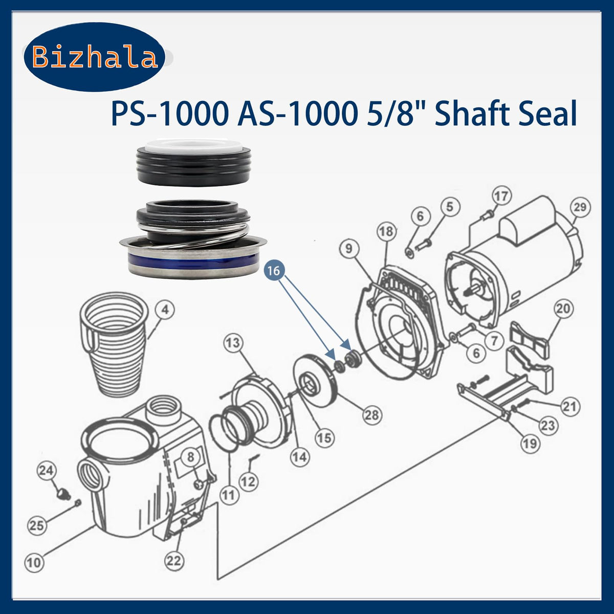 Bizhala PS-1000 compatible pumps fit multiple Pentair models for upgrades.