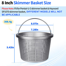BJFGF aluminium skimmer basket close-up showing heavy-duty construction.