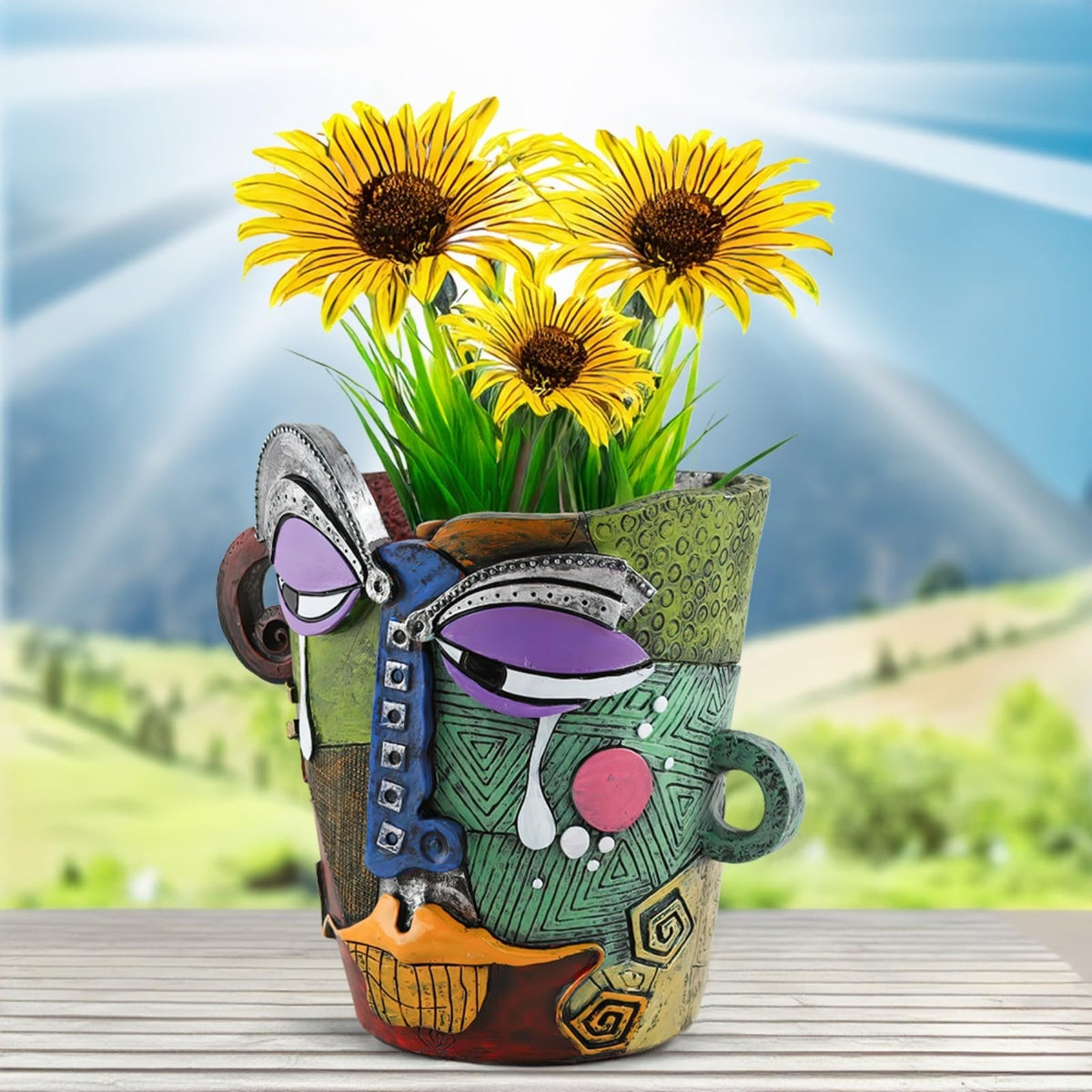 BJVF indoor-outdoor planter doubles as quirky art decor centerpiece.