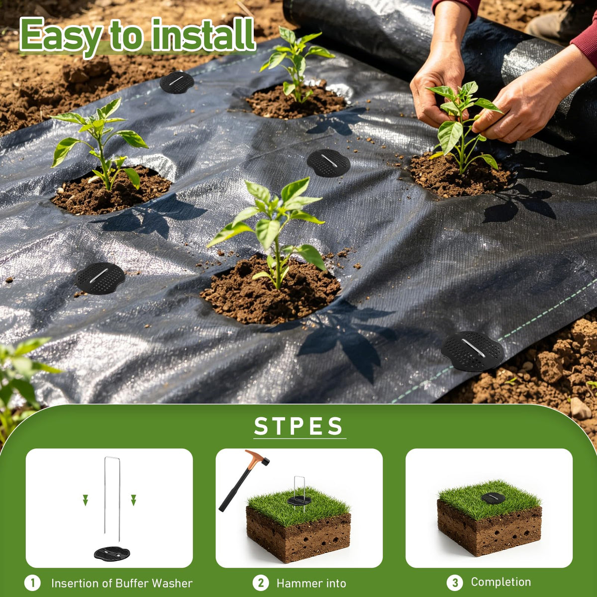 BKIELLT versatile stakes for weed barriers, turf, and fencing.