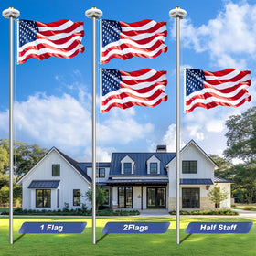 Bknius flag pole withstands winds up to 120 MPH in windy weather