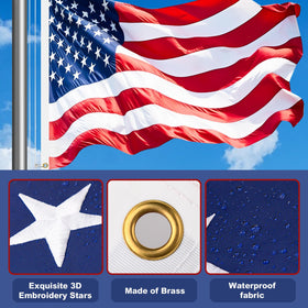 Bknius solar LED light (9 inch) providing nightly flag coverage
