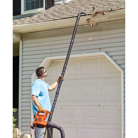 Flexible BLACK+DECKER gutter cleaner tube improves maneuverability from the ground
