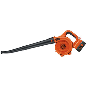 BLACK+DECKER battery with charge indicator shows remaining power.