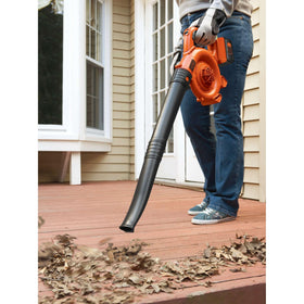 BLACK+DECKER blow tube with scraper loosens matted leaves.