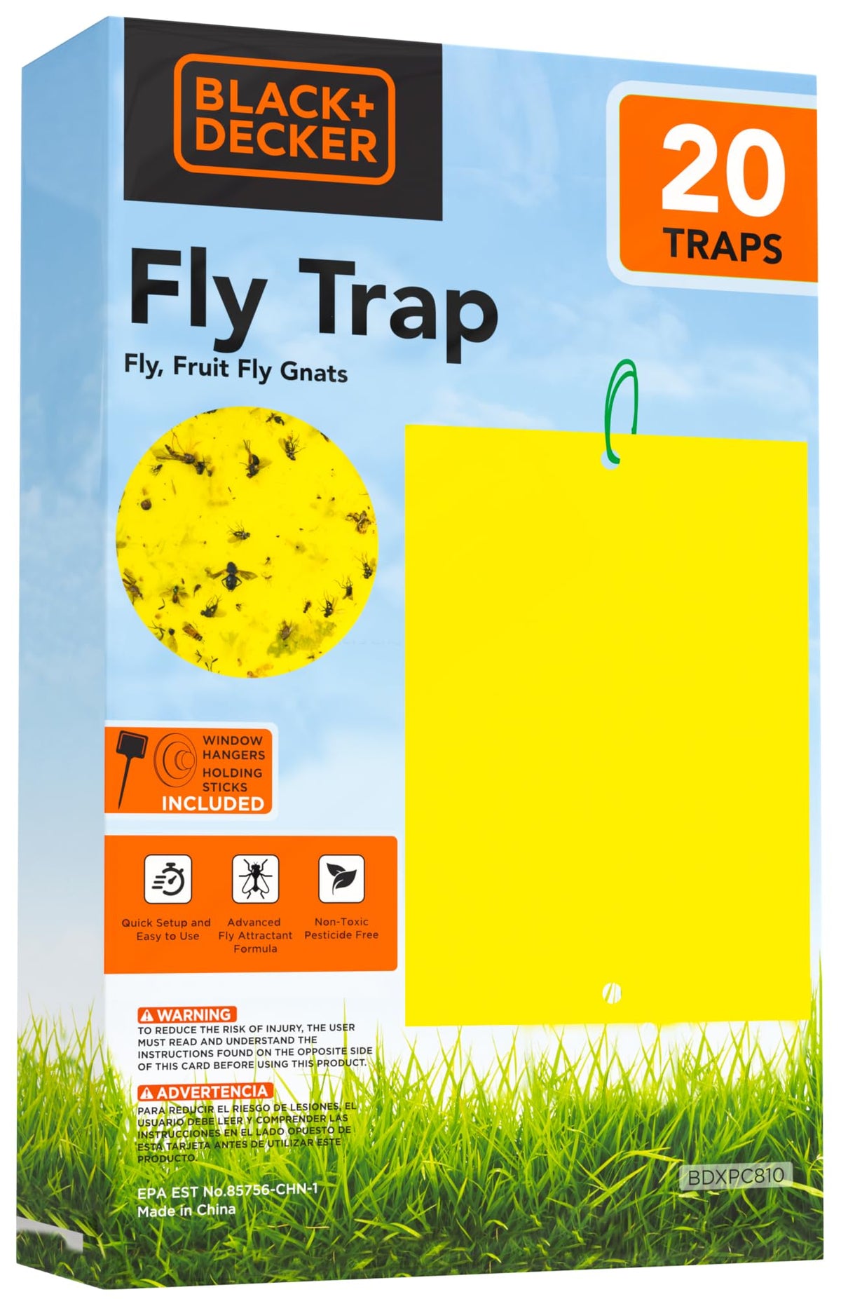 Black+Decker fruit fly trap two-sided sticky in action catching kitchen pests