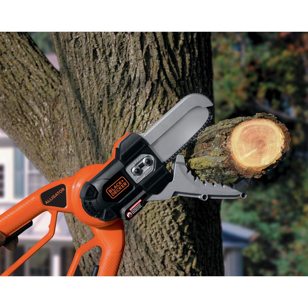 BLACK+DECKER LLP120B clamping jaws grip branch for controlled cut