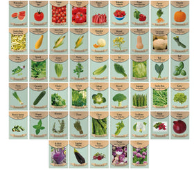 Black Duck Brand 50 assorted seed packets displayed for home gardens.