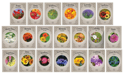 Black Duck Brand Flower Seed Set offers 20 packets for a vibrant garden display