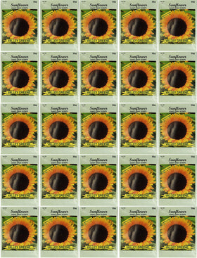 Black Duck Brand sunflower giant gray stripe seed packets for vibrant garden borders.