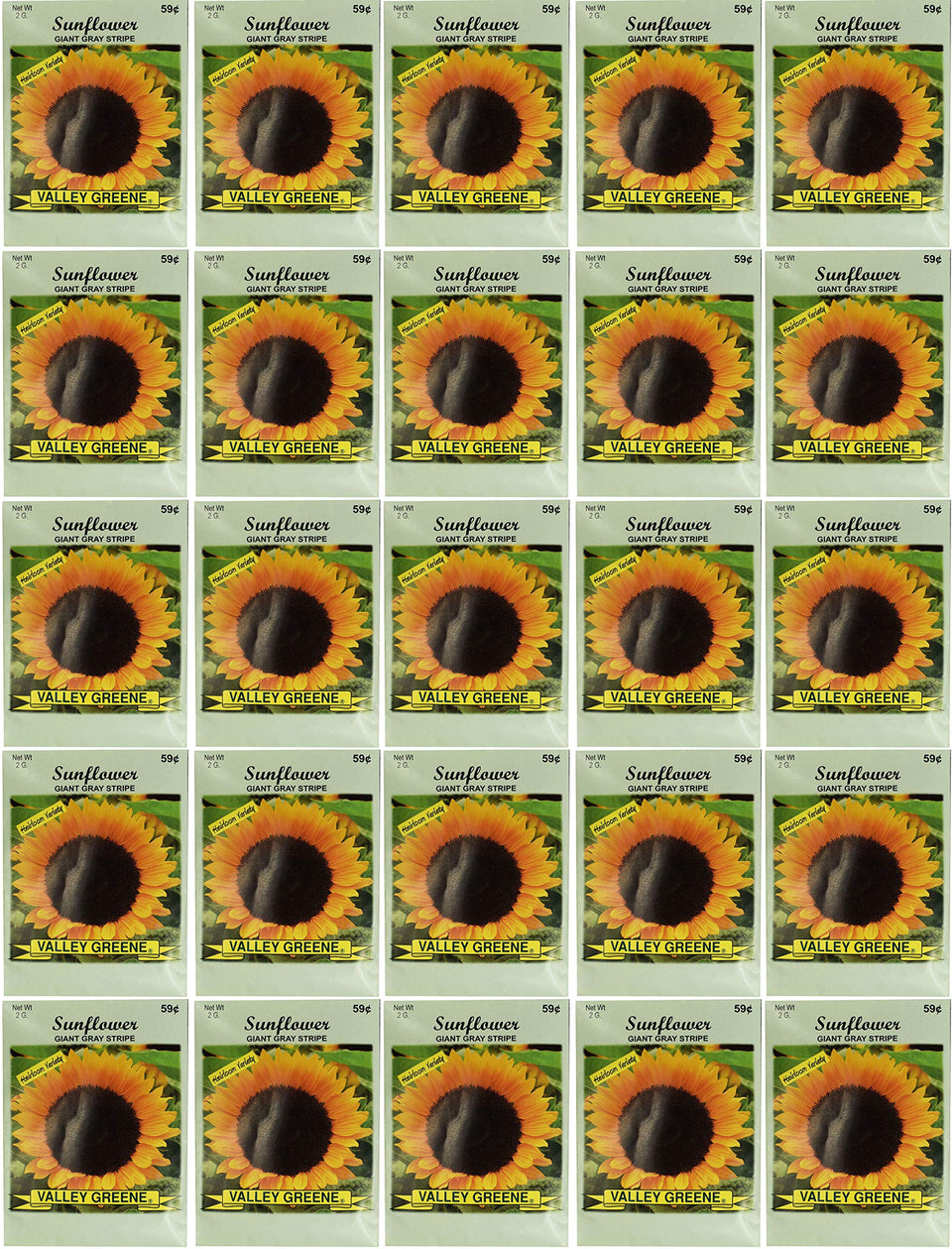 Black Duck Brand sunflower giant gray stripe seed packets for vibrant garden borders.