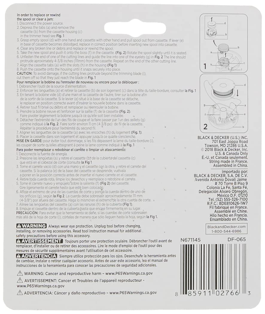 BLACK+DECKER GH700/GH750 compatibility spool in packaging.