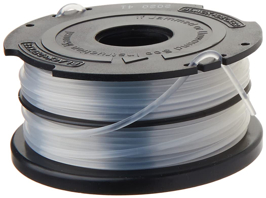 Close-up of BLACK+DECKER spool detailing durable construction.