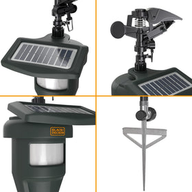 BLACK+DECKER 30-foot PIR sensor provides broad coverage for garden protection.