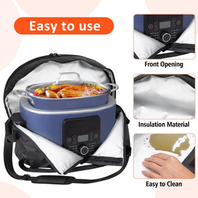 Blackhoso carry bag for Ninja Crock Pot with internal elastic straps stabilizes the cooker