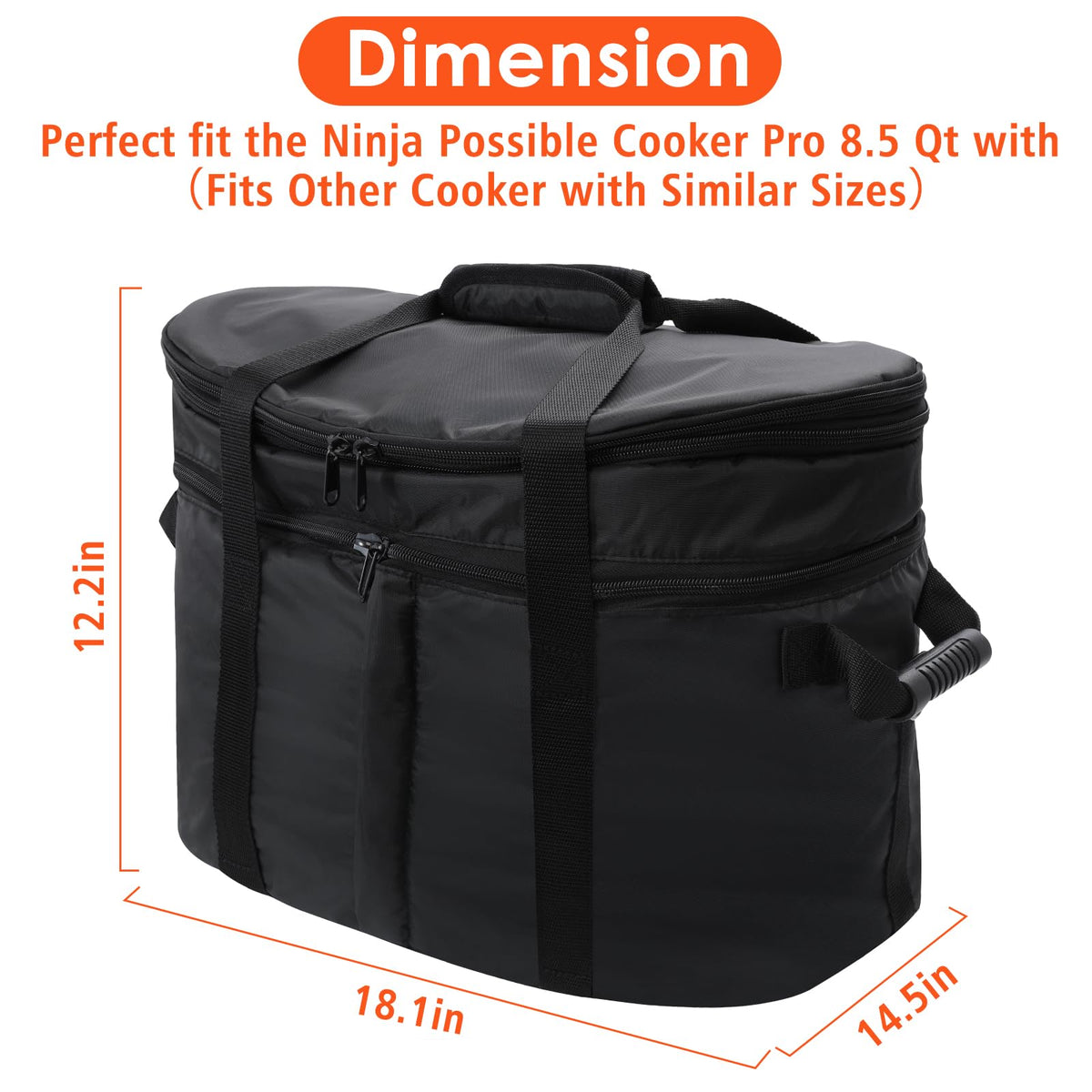 Blackhoso carry bag for Ninja Crock Pot with thermal-insulated liner preserves heat during transit