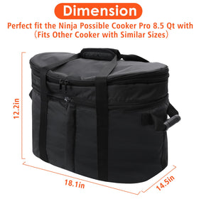 Blackhoso carry bag for Ninja Crock Pot with thermal-insulated liner preserves heat during transit