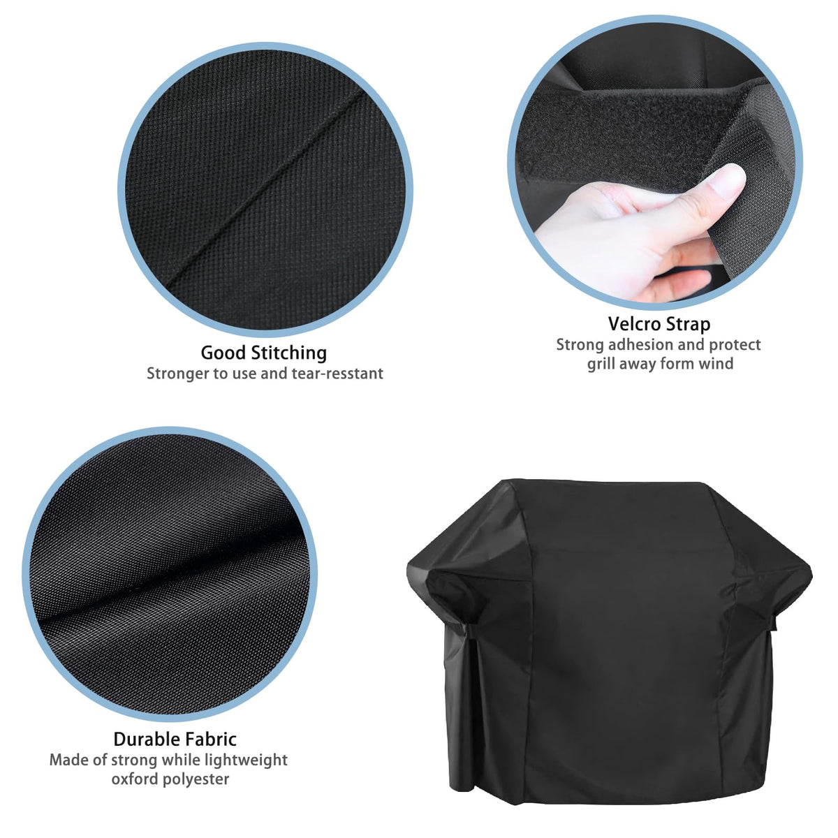 Blackhoso 600D oxford fabric close-up shows durable waterproof coating