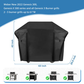 Blackhoso grill cover Genesis 300 63inch side view, wind-resistant shield for outdoor grilling