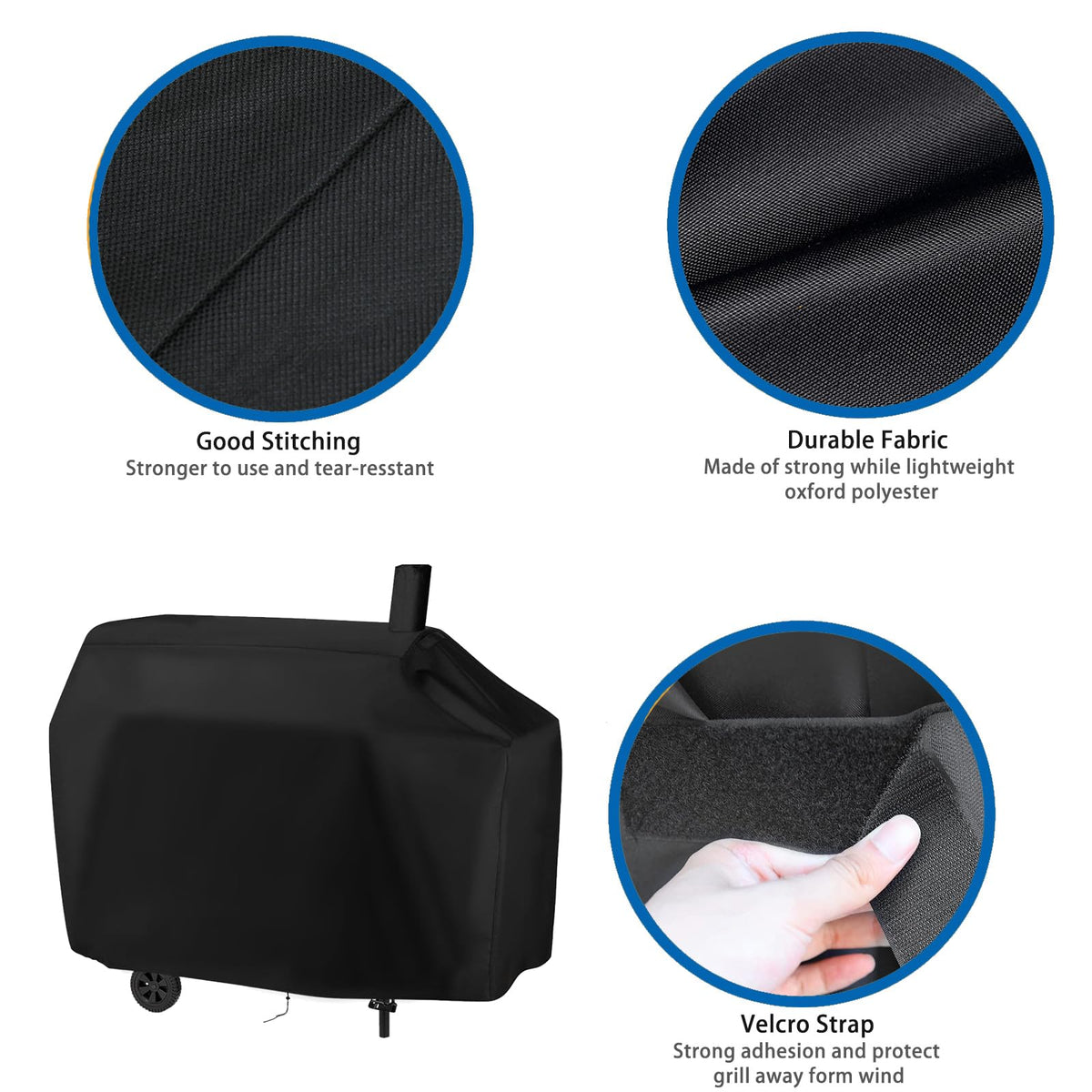 Blackhoso Royal Gourmet CC1830S cover on offset smoker shields wind
