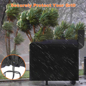 Blackhoso cover features reinforced stitching for wind and rain resistance.