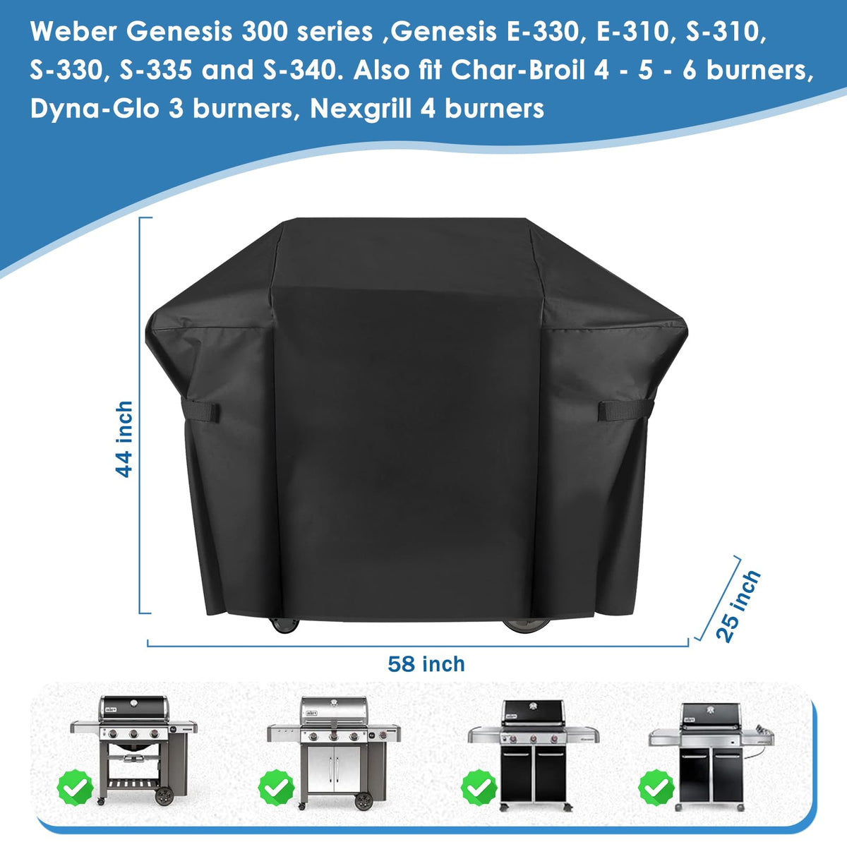 Blackhoso waterproof grill cover blocks water while remaining breathable for outdoor grilling.