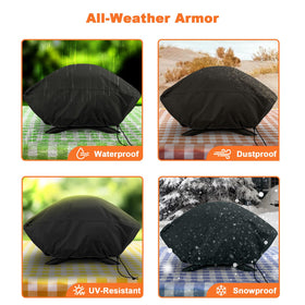 Blackhoso Weber 600D grill cover with UV protection shields the Q.
