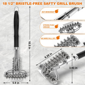 BLACKSMITH FAMILY 18-inch bristle-free brush with scraper shown for residue removal.
