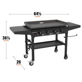 Front grease management on the Blackstone Omnivore Griddle for easy cleanup after cooking.