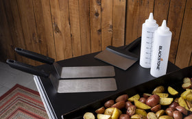 BLACKSTONE griddle scraper cleaning stainless surface