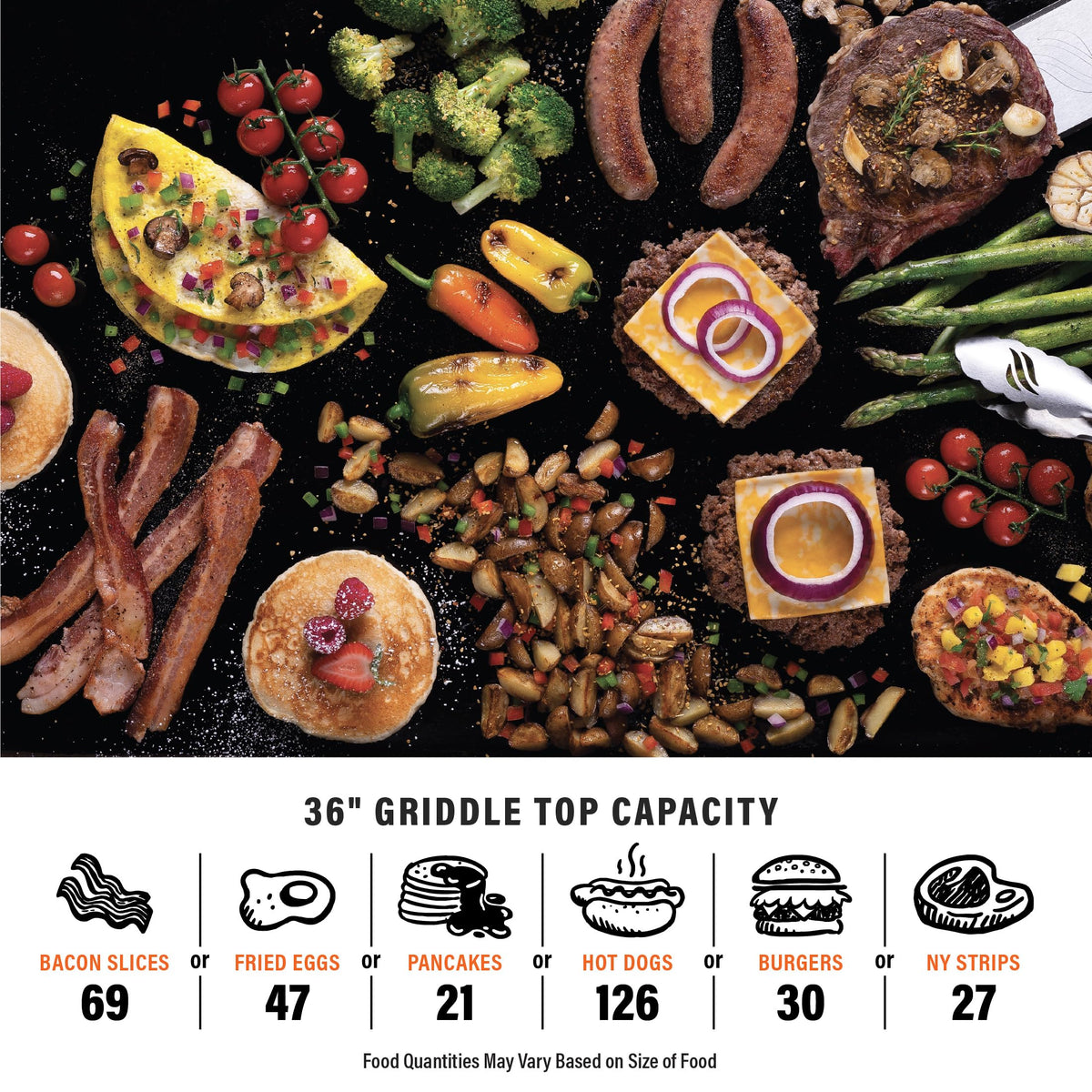 Built-in wind guards stabilize heat on the Blackstone Omnivore Griddle during breezy outdoor cooking.