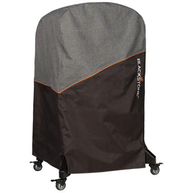 Blackstone pizza oven cover front view showing snug fit and weather-ready protection.
