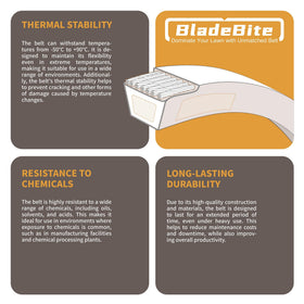 BladeBite belt length 96.5 inches and width 1/2 inch fit