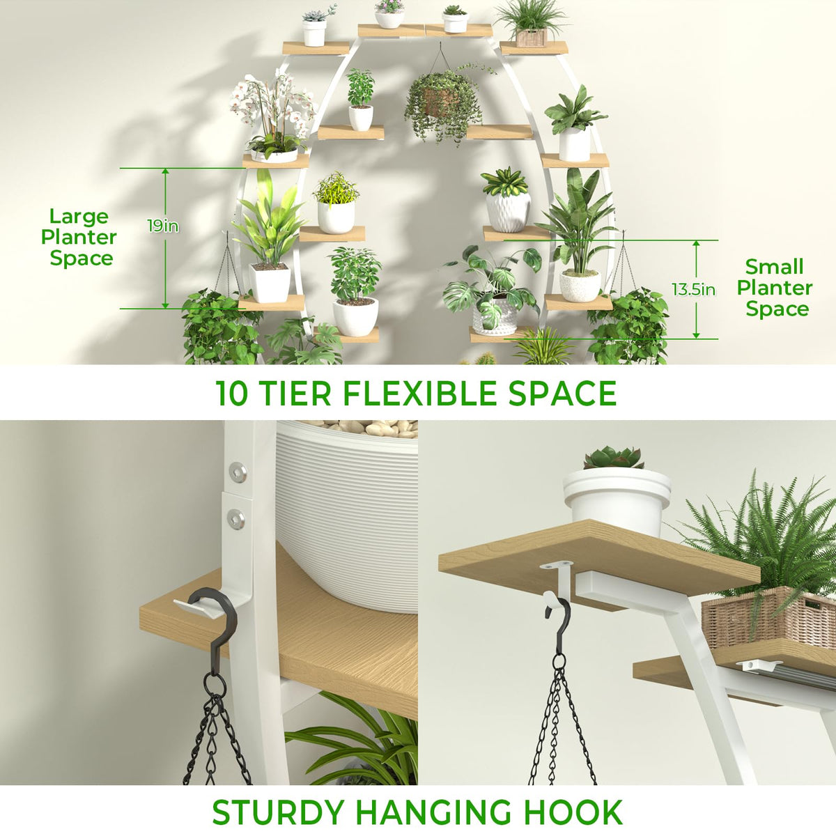 BLAZPATH half moon stand with 8 built-in LED grow lights for consistent indoor illumination