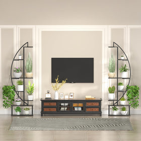 BLAZPATH living room setup with organized plant display on the stand