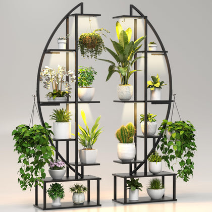 BLAZPATH plant stand side view showing space for tall indoor plants
