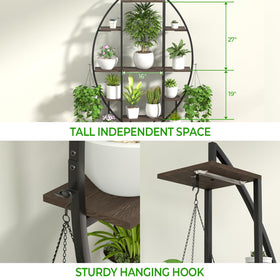 Blazpath tall 65-inch plant rack showcases large specimens with space-saving elegance.