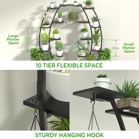 Blazpath ten-tier vertical plant shelf shown from the side for compact spaces