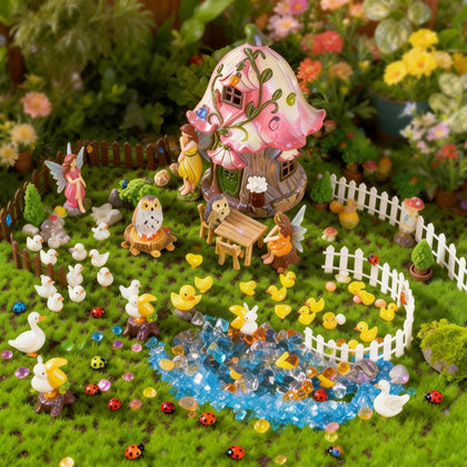 BLBYHO fairy house adds whimsical charm to outdoor garden decor.
