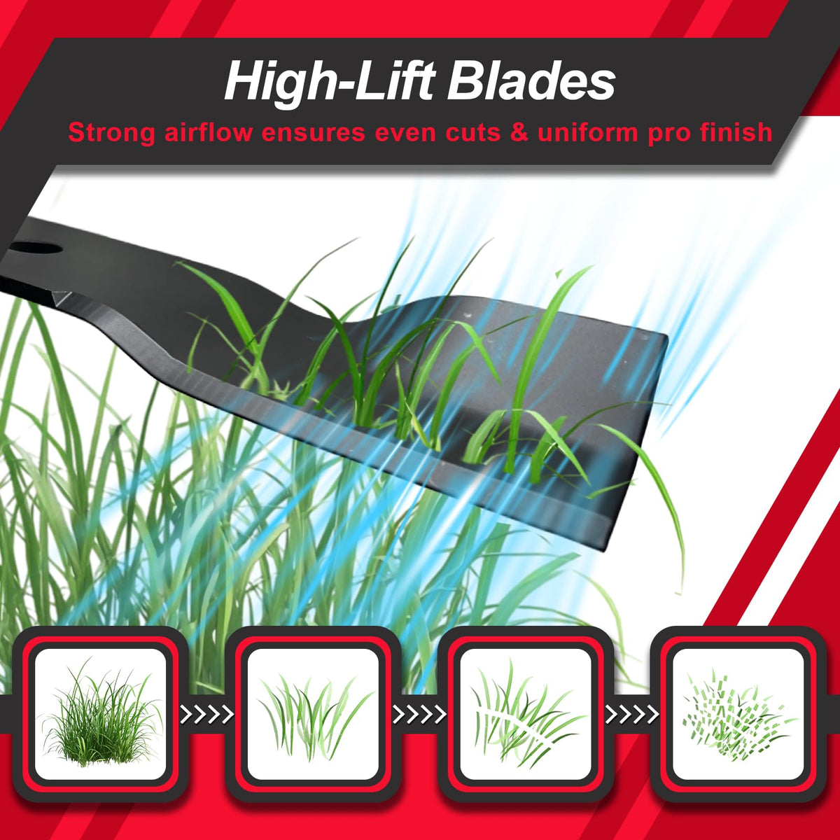 BLCE high lift blade designed for durable lawn care.