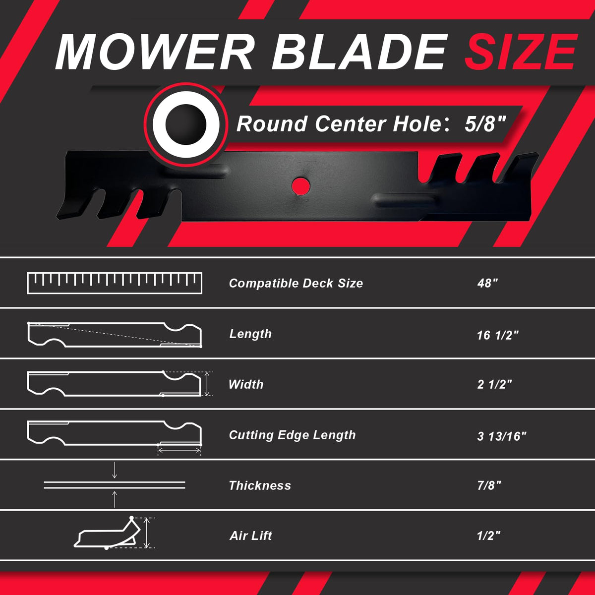 BLCE Scag Freedom Z 48 blades for wide coverage and smooth operation.