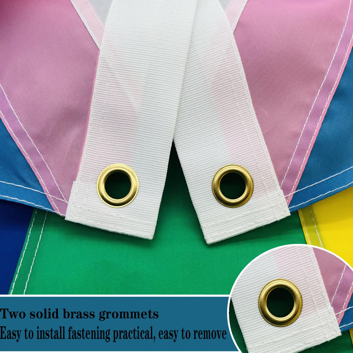 Bleshope pride flag uses two grommets for secure outdoor mounting
